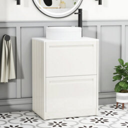 Royal Bathrooms Royal Bathroom Elmore 600mm Classic White Freestanding Bathroom Vanity Unit 2 Drawer Plain White Worktop With Round Basin - thumbnail 1