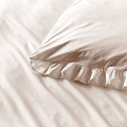 Appletree Cassia Frill 100% Cotton Relaxed Look Natural Duvet Cover Set - thumbnail 3