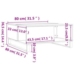 Berkfield Modern Coffee Table Grey Sonoma 80X80X36.5 Cm Engineered Wood - thumbnail 9