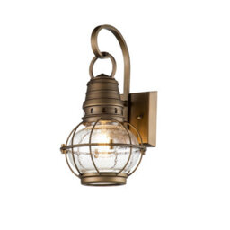 Luminosa Lighting Elstead Kichler Bridgepoint Outdoor Wall Lantern Natural Brass, Ip44