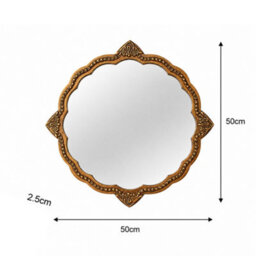 Melody Maison Ornate Antique Gold Round Scalloped Vintage Wall Mirror - 50Cm X 50Cm - thumbnail 8