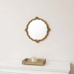 Melody Maison Ornate Antique Gold Round Scalloped Vintage Wall Mirror - 50Cm X 50Cm - thumbnail 5