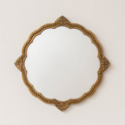 Melody Maison Ornate Antique Gold Round Scalloped Vintage Wall Mirror - 50Cm X 50Cm - thumbnail 4