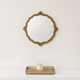 Melody Maison Ornate Antique Gold Round Scalloped Vintage Wall Mirror - 50Cm X 50Cm