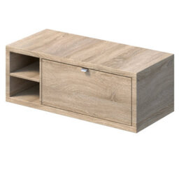 Affine 1100mm Countertop Bathroom Vanity Unit White Basin Sink Wall Hung Lh Shelves Oak - thumbnail 4