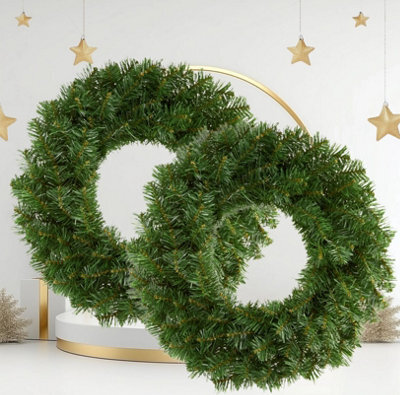 Premier Decorations Limited 2X Large Plain Christmas Door Wreath 50Cm Green Artificial Door Decoration - image 1