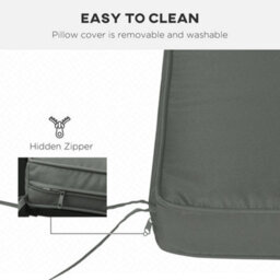 Outsunny Garden Bench Cushion 2 Seater Seat Pad Indoor& Outdoor Use Grey - thumbnail 5