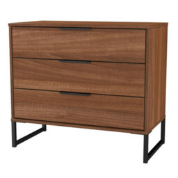 Beijing 3 Drawer Chest Of Drawers In Noche Walnut (Ready Assembled) - thumbnail 3