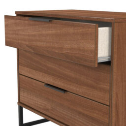 Beijing 3 Drawer Chest Of Drawers In Noche Walnut (Ready Assembled) - thumbnail 5