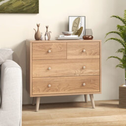 Costway 4-Drawer Dresser Chest Wooden Storage Drawer Cabinet Modern Beside Table - thumbnail 5