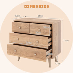 Costway 4-Drawer Dresser Chest Wooden Storage Drawer Cabinet Modern Beside Table - thumbnail 2