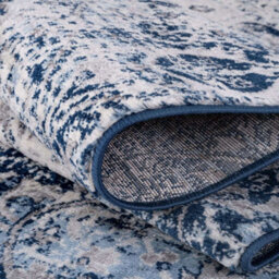 The Rugs Montana Navy Cream Oriental Area Rug And Runner Soft Durable Pet Friendly Easy To Clean Living Room Bedroom 4030 - thumbnail 4