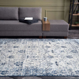 The Rugs Montana Navy Cream Oriental Area Rug And Runner Soft Durable Pet Friendly Easy To Clean Living Room Bedroom 4030 - thumbnail 1
