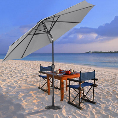 Living And Home 3M Large Rotating Garden Parasol Outdoor Beach Umbrella Patio Sun Shade Crank Tilt No Base, Light Grey - image 1