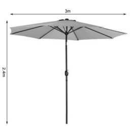 Living And Home 3M Large Rotating Garden Parasol Outdoor Beach Umbrella Patio Sun Shade Crank Tilt No Base, Light Grey - thumbnail 5