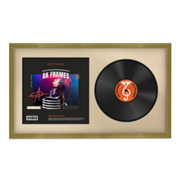 "30X17"" Gold Classic Vinyl Record Frame With Ivory Mount For 12 Inch Lp Album Cover & Disc - Ak Frames"
