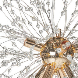 Beliani Crystaal 8-Bulb Crystal Bead Pendant Lamp, Gold Base, Contemporary Statement Lighting - thumbnail 3