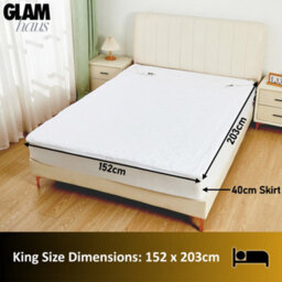 Glamhaus King Size Electric Blanket - Fitted Mattress Bed Cover - White Diamond Quilted - Settings For Feet And Body, Timer - thumbnail 9
