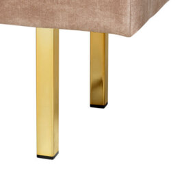 Wyld And Coco Taupe Velvet Tufted Bench With Gold Metal Legs, Medium Upholstered Bed Stool 117 X 40 X 44 Cm - thumbnail 5