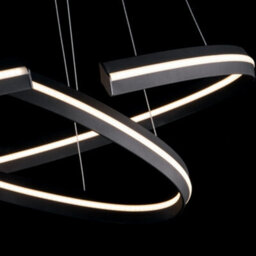 Luminosa Lighting Luminosa Clarke Led 2 Ring Pendant Ceiling Light Black 4500Lm 3000K 80X40+60X30Cm - thumbnail 3