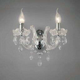Luminosa Lighting Luminosa Gabrielle Wall Lamp 2 Light E14 Glass Sconce & Glass Droplets/polished Chrome - thumbnail 2