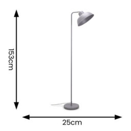 Valuelights Morris Grey Metal Stem Standing Floor Lamp With Angled Dome Shade For Living Room Office - Led Bulb Included - thumbnail 6