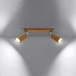 Luminosa Lighting Luminosa Zeke Oak Octagon Twin Ceiling Spotlight Wood, 2X Gu10 - thumbnail 2