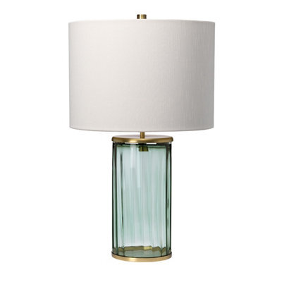 Luminosa Lighting Elstead Reno Table Lamp Metalwork Aged Brass, Green Glass - image 1