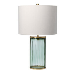 Luminosa Lighting Elstead Reno Table Lamp Metalwork Aged Brass, Green Glass - thumbnail 1