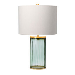 Luminosa Lighting Elstead Reno Table Lamp Metalwork Aged Brass, Green Glass - thumbnail 2