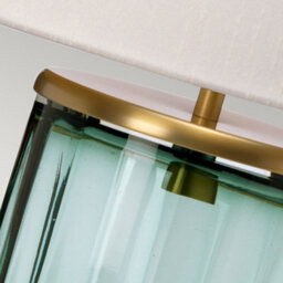 Luminosa Lighting Elstead Reno Table Lamp Metalwork Aged Brass, Green Glass - thumbnail 3