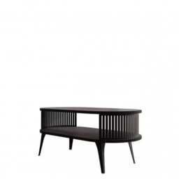 Roenni Oval Coffee Table Modern With Open Storage Space Black With Black Knurl - thumbnail 3