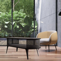 Roenni Oval Coffee Table Modern With Open Storage Space Black With Black Knurl