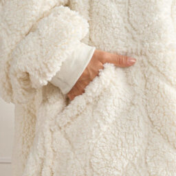 OHS Oversized Hoodie Blanket Giant Fleece Supersoft Braided Wearable Throw, Cream - thumbnail 5