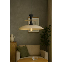 Luminosa Lighting Luminosa Celesta Dome Pendant Ceiling Light Beige, Black 1X E27 - thumbnail 2