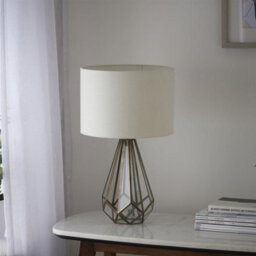 First Choice Lighting Polly - Antique Brass 50Cm Table Lamp With Faux Linen Shade - thumbnail 6