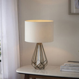 First Choice Lighting Polly - Antique Brass 50Cm Table Lamp With Faux Linen Shade - thumbnail 5