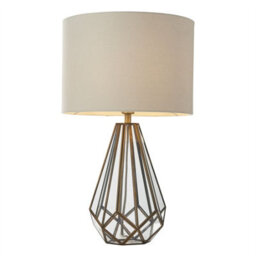 First Choice Lighting Polly - Antique Brass 50Cm Table Lamp With Faux Linen Shade - thumbnail 2