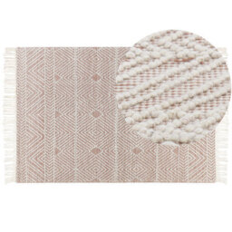 Beliani Rug Kestel Brown Beige 160 X 230 Cm Wool - thumbnail 1