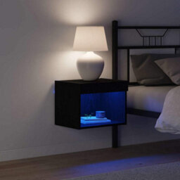 Berkfield Modern Wall Cabinet With Led Lights Black Oak 40X30X30 Cm - thumbnail 5