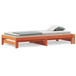 Berkfield Day Bed With Trundle Without Mattress Wax Brown 80X200 Cm - thumbnail 2