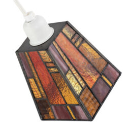 Happy Homewares Art Denergy Savingtiffany Glass Pendant Shade With Orange And Amber Panels - thumbnail 3
