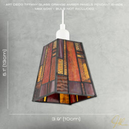 Happy Homewares Art Denergy Savingtiffany Glass Pendant Shade With Orange And Amber Panels - thumbnail 7