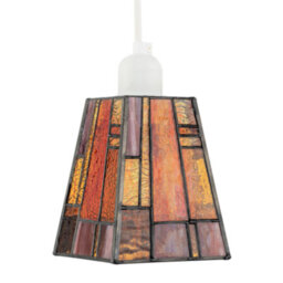 Happy Homewares Art Denergy Savingtiffany Glass Pendant Shade With Orange And Amber Panels - thumbnail 5