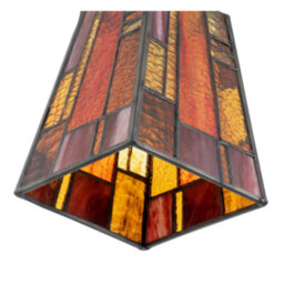 Happy Homewares Art Denergy Savingtiffany Glass Pendant Shade With Orange And Amber Panels - thumbnail 8