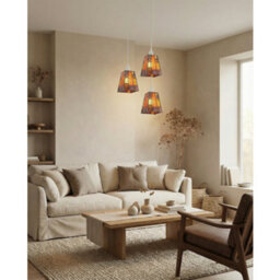 Happy Homewares Art Denergy Savingtiffany Glass Pendant Shade With Orange And Amber Panels - thumbnail 6