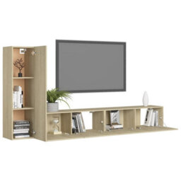 Berkfield 3 Piece Tv Cabinet Set Sonoma Oak Engineered Wood - thumbnail 3