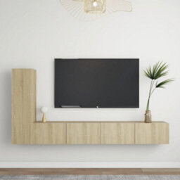 Berkfield 3 Piece Tv Cabinet Set Sonoma Oak Engineered Wood - thumbnail 1