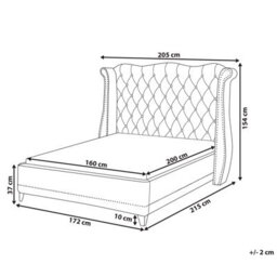 Beliani Bed Velvet Ayette 160 X 200 Cm (Eu King Size) Beige - thumbnail 3