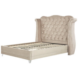 Beliani Bed Velvet Ayette 160 X 200 Cm (Eu King Size) Beige - thumbnail 5